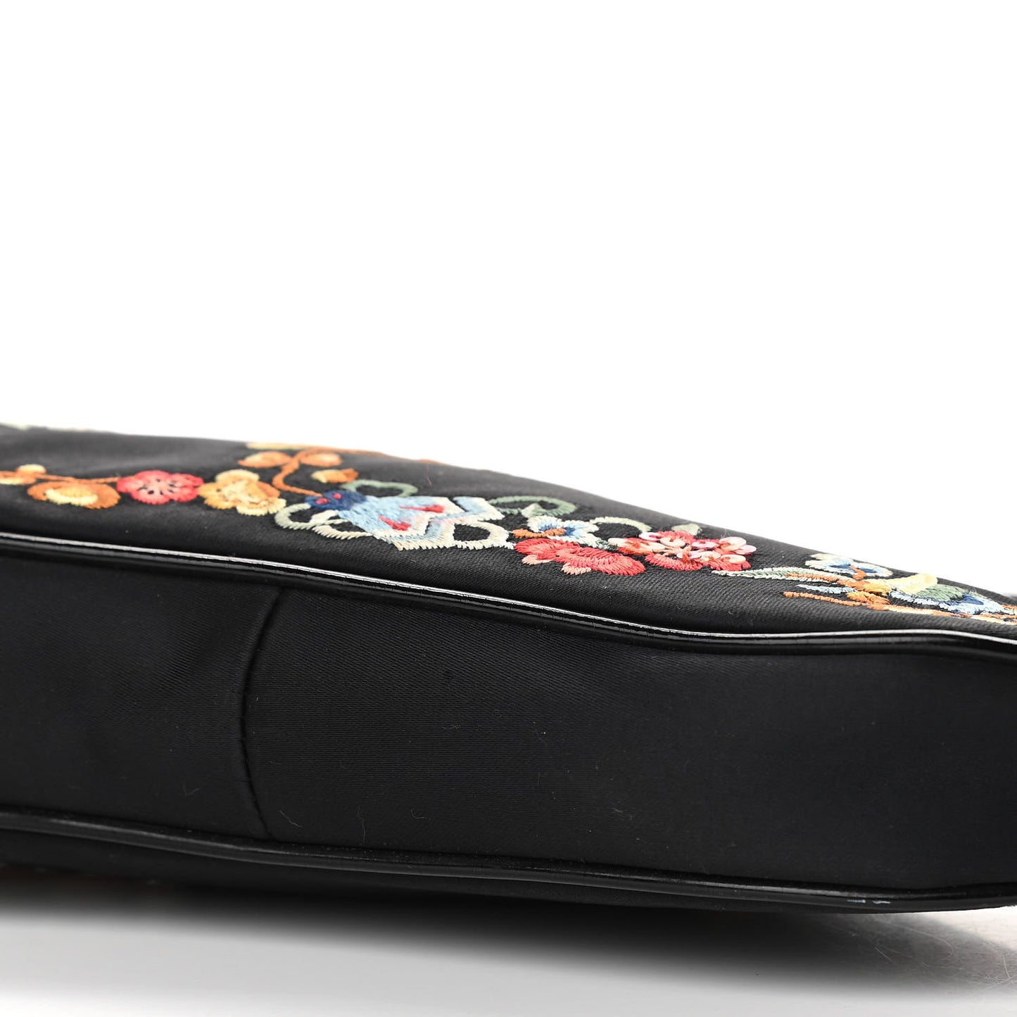 Satin Embroidered Koi Saddle Bag Black