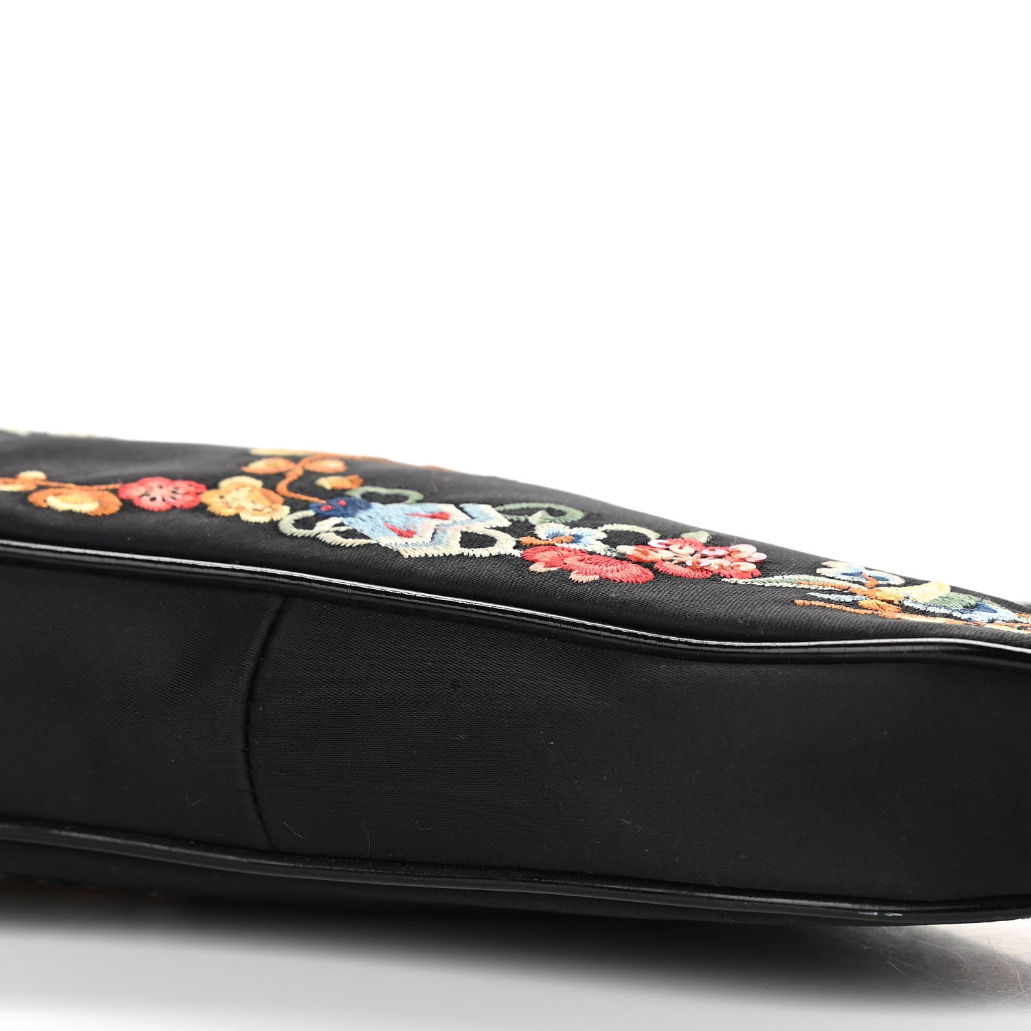 Christian Dior Satin Embroidered Koi Saddle Bag Black 9 of 9