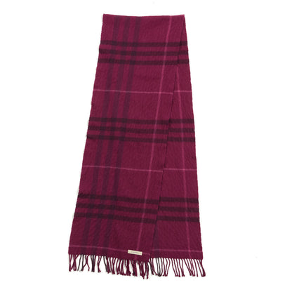 Burberry Cashmere Giant Check Fringe Scarf Fuchsia 2 of 4