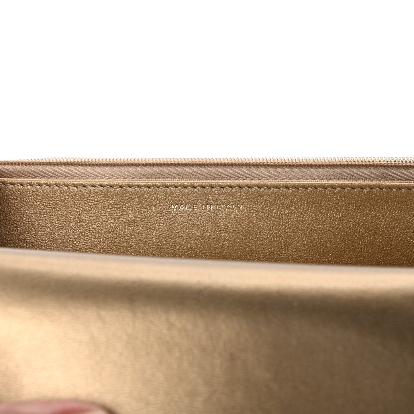 Metallic Lambskin Quilted CC Wallet On Chain WOC Gold