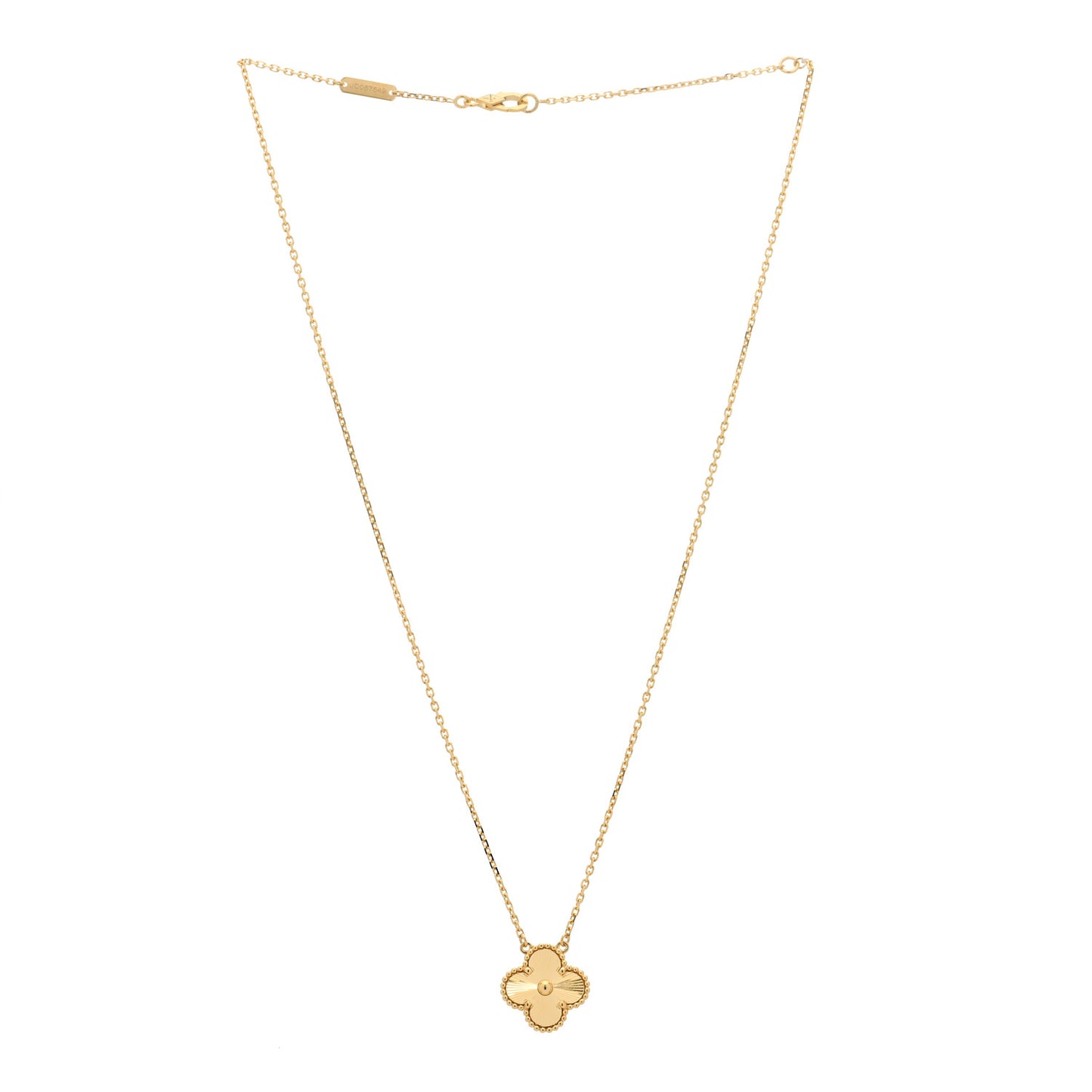 18K Yellow Gold Guilloche Vintage Alhambra Pendant Necklace