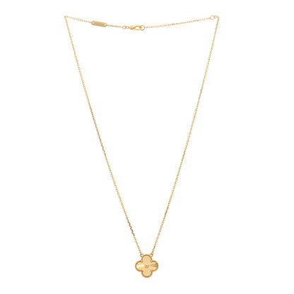 Van Cleef & Arpels 18K Yellow Gold Guilloche Vintage Alhambra Pendant Necklace 3 of 6