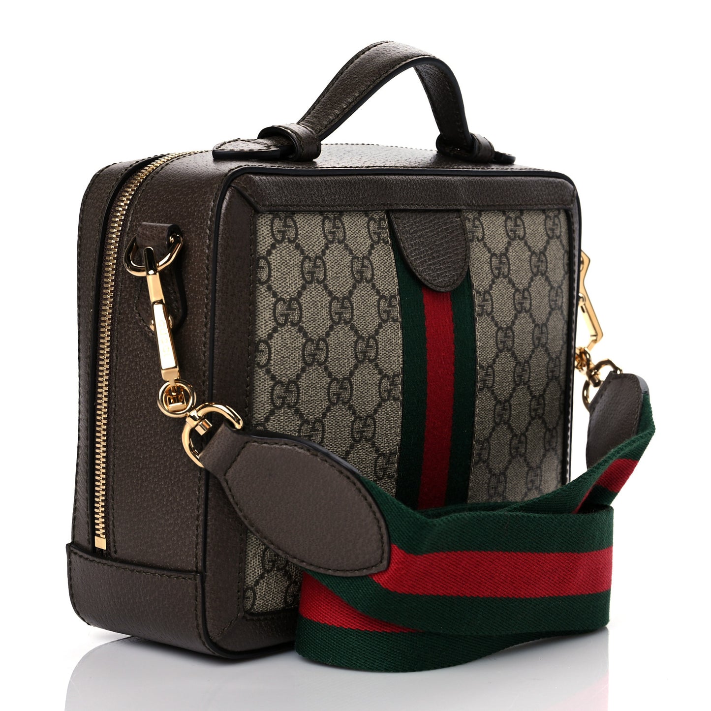 GG Supreme Web Small Ophidia Top Handle Shoulder Bag Brown