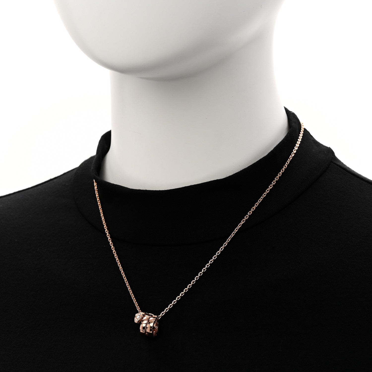 Bulgari 18K Rose Gold Diamond Serpenti Viper Demi Pave Pendant Necklace 2 of 5