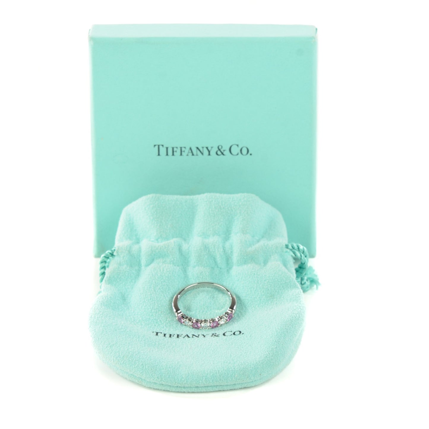Platinum Diamond Pink Sapphire Legacy Ring 7