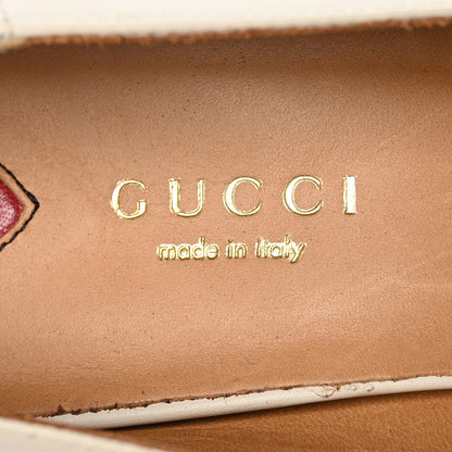 Gucci Betis Glamour Calfskin Web Pearl Embellished Peyton 75mm Loafer Pumps 40 Mystic White 7 of 8