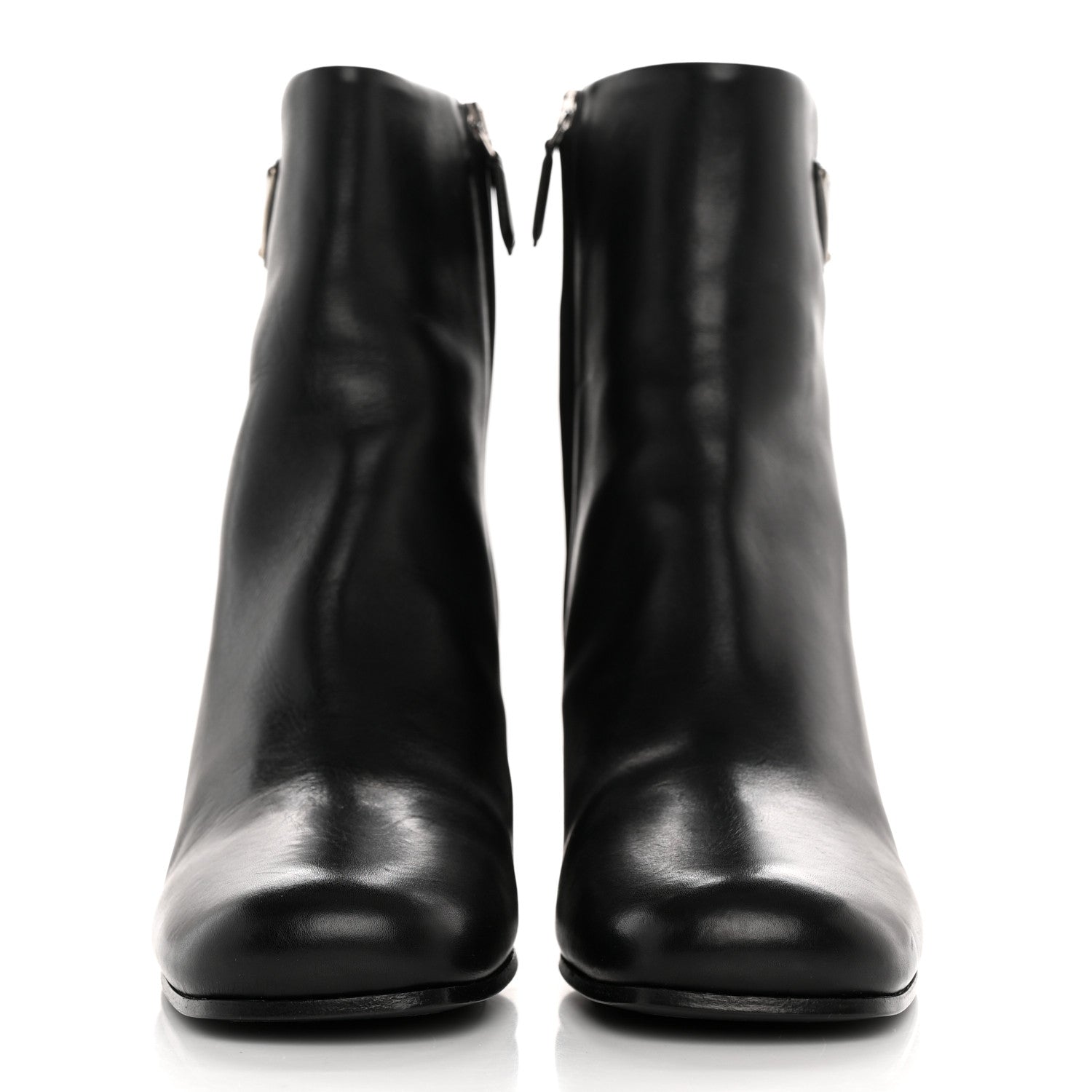 Prada Vitello Metal Triangle Logo Zip 65mm Boots 40 Black 2 of 10