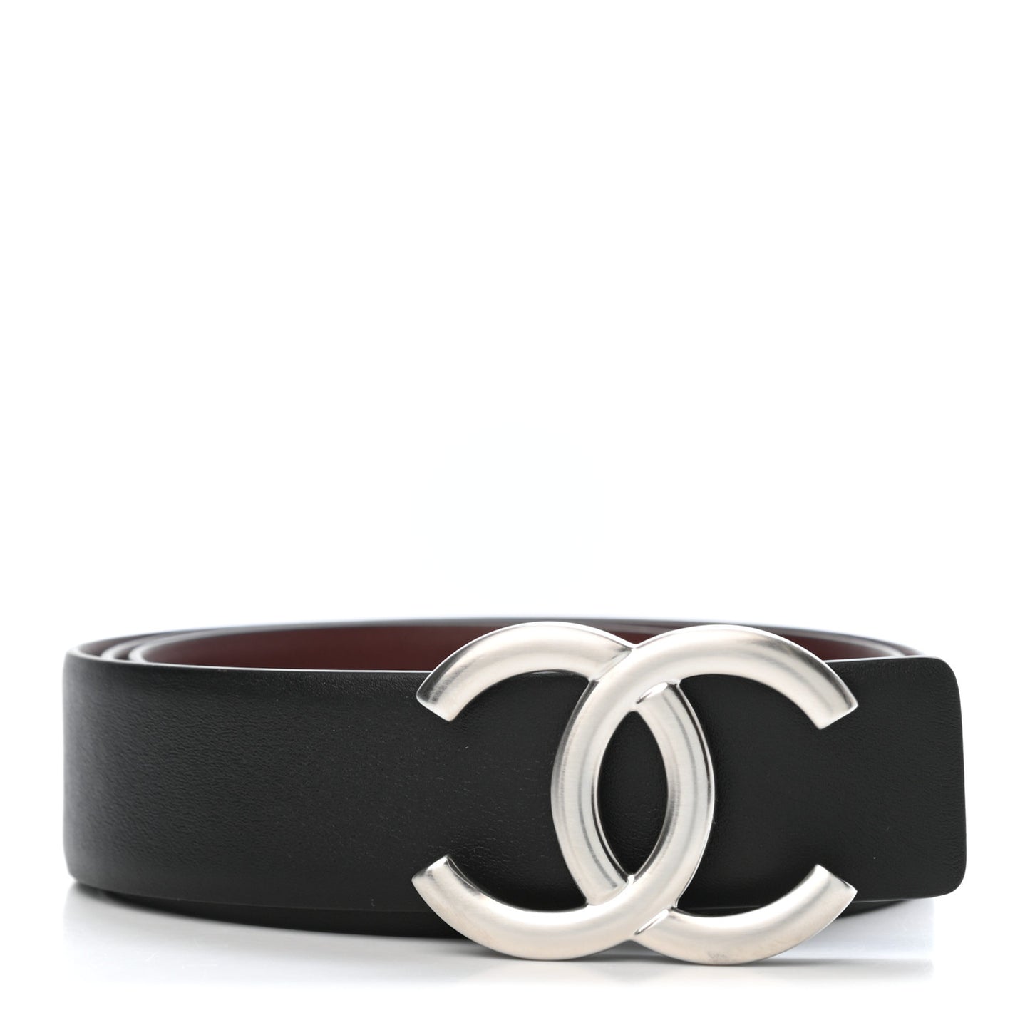 Calfskin CC Reversible Belt 85 34 Black Burgundy