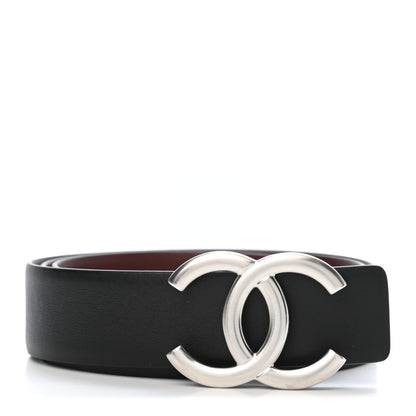Chanel Calfskin CC Reversible Belt 85 34 Black Burgundy 1 of 4