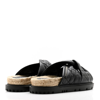 Christian Dior Calfskin Cannage Dtwist Espadrille Platform Sandals 37.5 Black 4 of 9