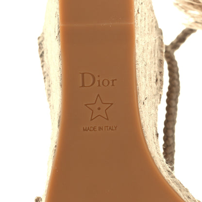 Christian Dior Canvas Embroidered Granville Ankle Tie Espadrille Wedges 40 Cream 8 of 11