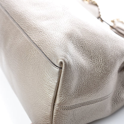 Gucci Metallic Pebbled Calfskin Medium Soho Chain Shoulder Bag Golden Beige 12 of 13