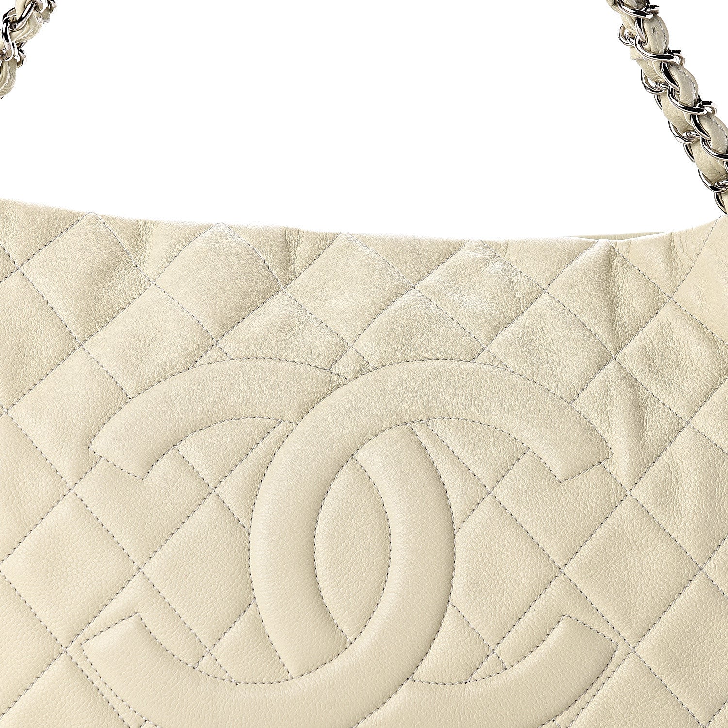 Chanel Caviar Quilted Expandable Zip Shoulder Bag White 10 of 15