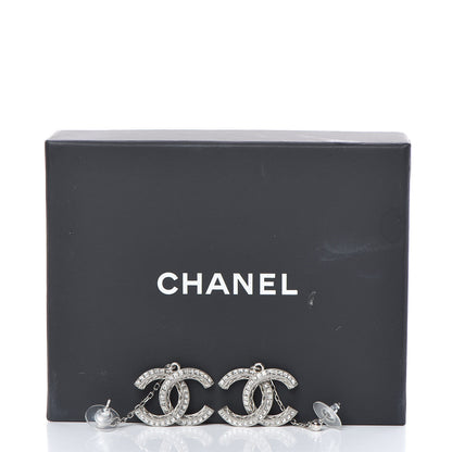 Chanel Baguette Crystal CC Drop Earrings Silver 5 of 5