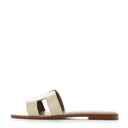 Hermes Shiny Alligator Oran Sandals 39 Beton 1 of 9