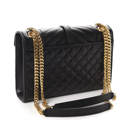 Saint Laurent Grain De Poudre Textured Mixed Matelasse Triquilt Medium Monogram Satchel Black 4 of 12
