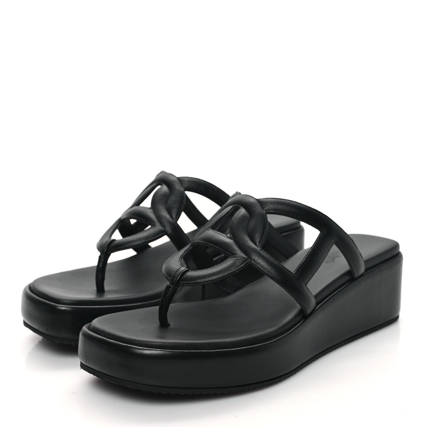 Hermes Nappa Gipsy Sandals 38 Black 3 of 9