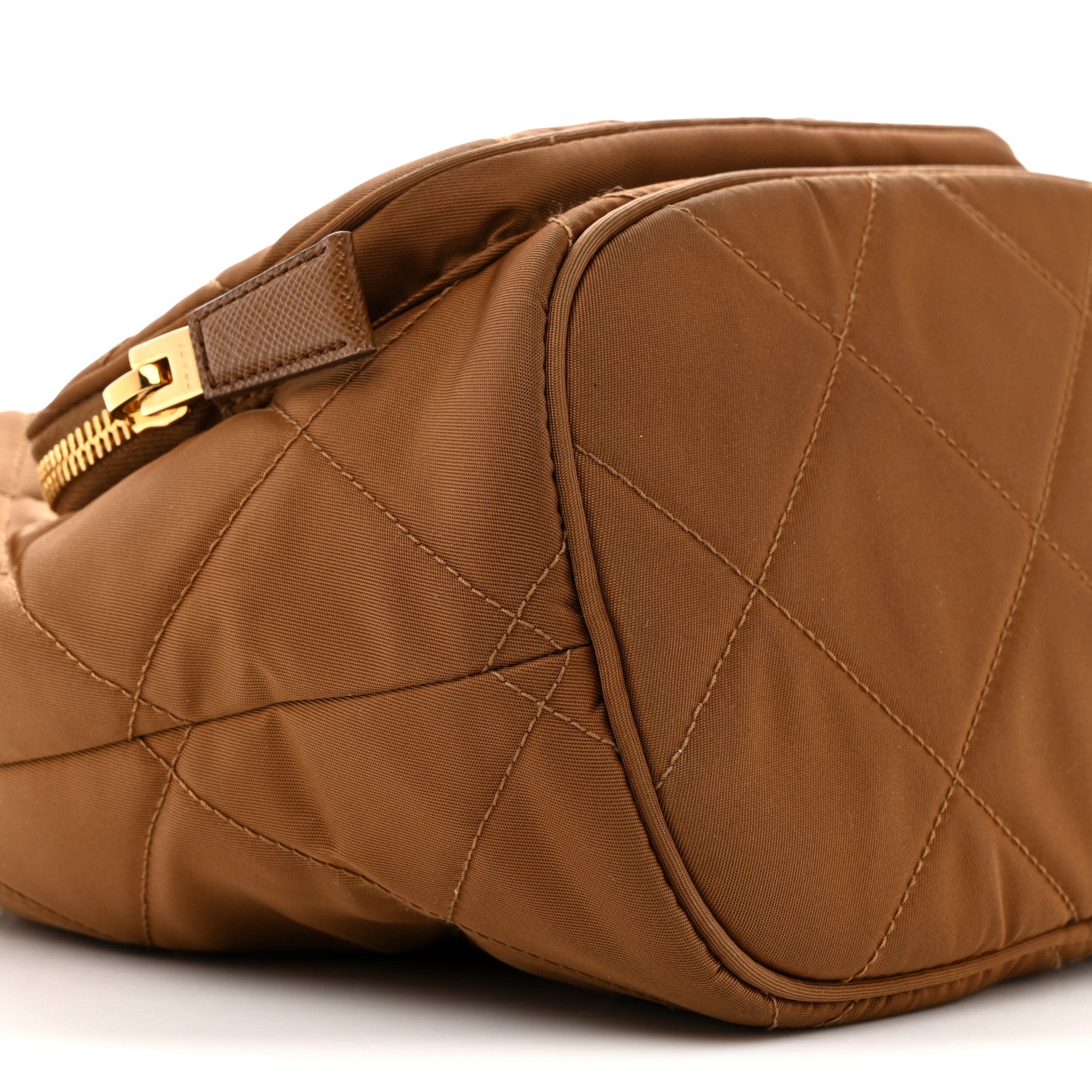 Prada Re-Nylon Saffiano Stitched Re-Edition 1995 Chaine Drawstring Bucket Bag Brandy 9 of 14