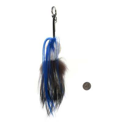 Fendi Mink Fox Goat Fur Mini Karlito Bag Charm Blue 2 of 3