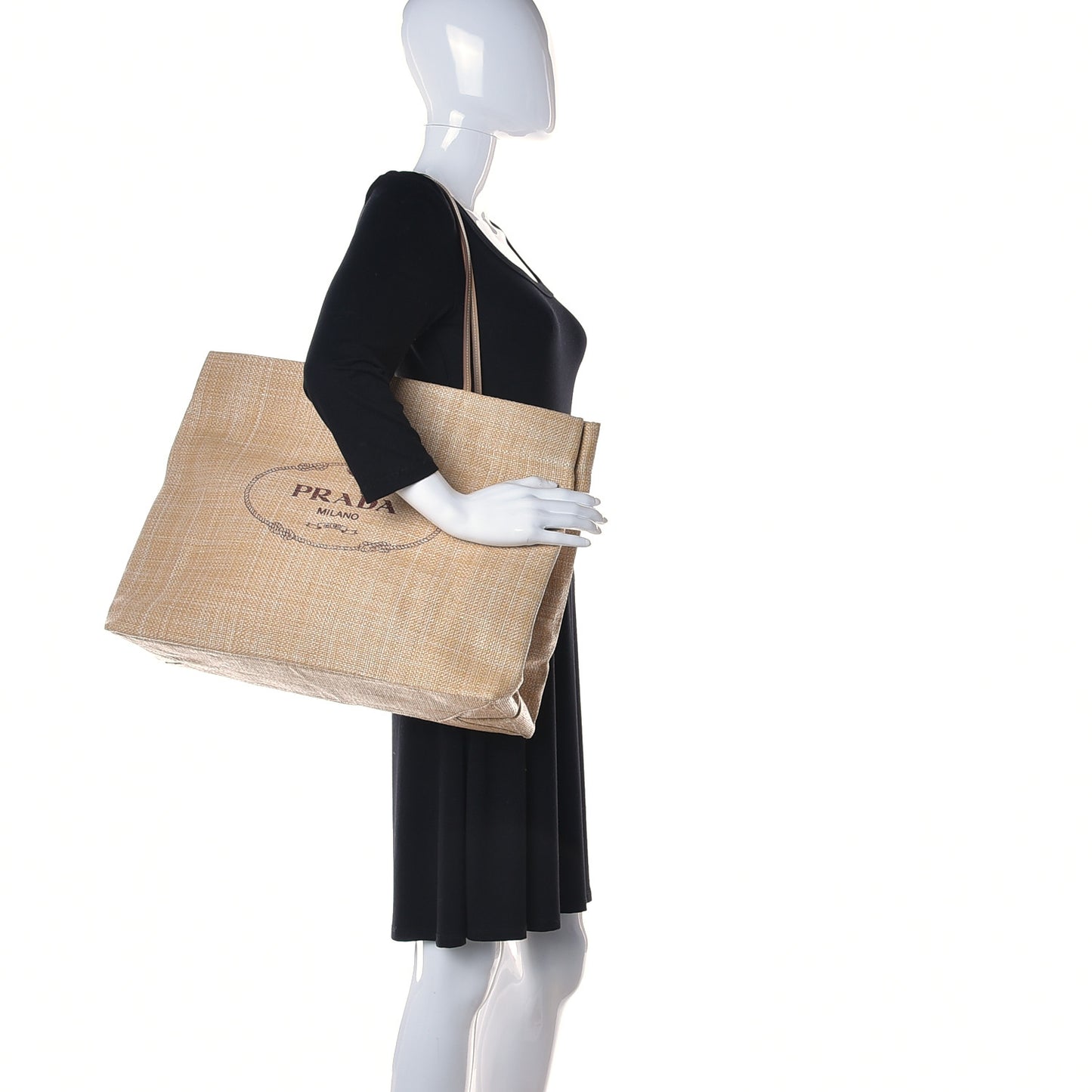 Raffia Logo Tote Naturale
