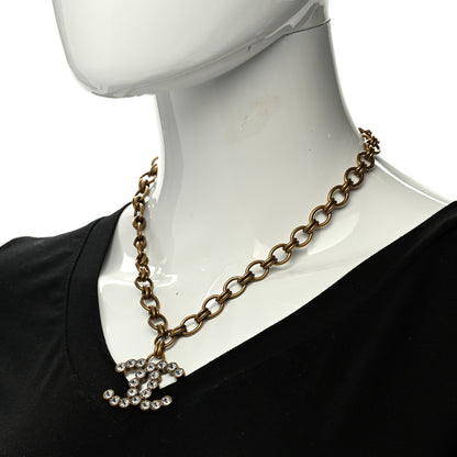 Chanel Crystal Chain Link CC Necklace Gold 2 of 6