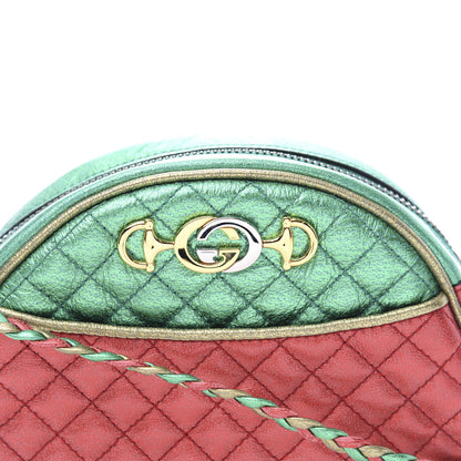 Gucci Laminated Nappa Trapuntata Mini Zumi Dome Shoulder Bag Rosso Jasmine Green Rame 10 of 11
