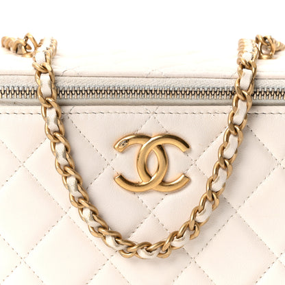 Chanel Lambskin Quilted Pearl Crush Small Vanity Case With Chain  White 8 of 10