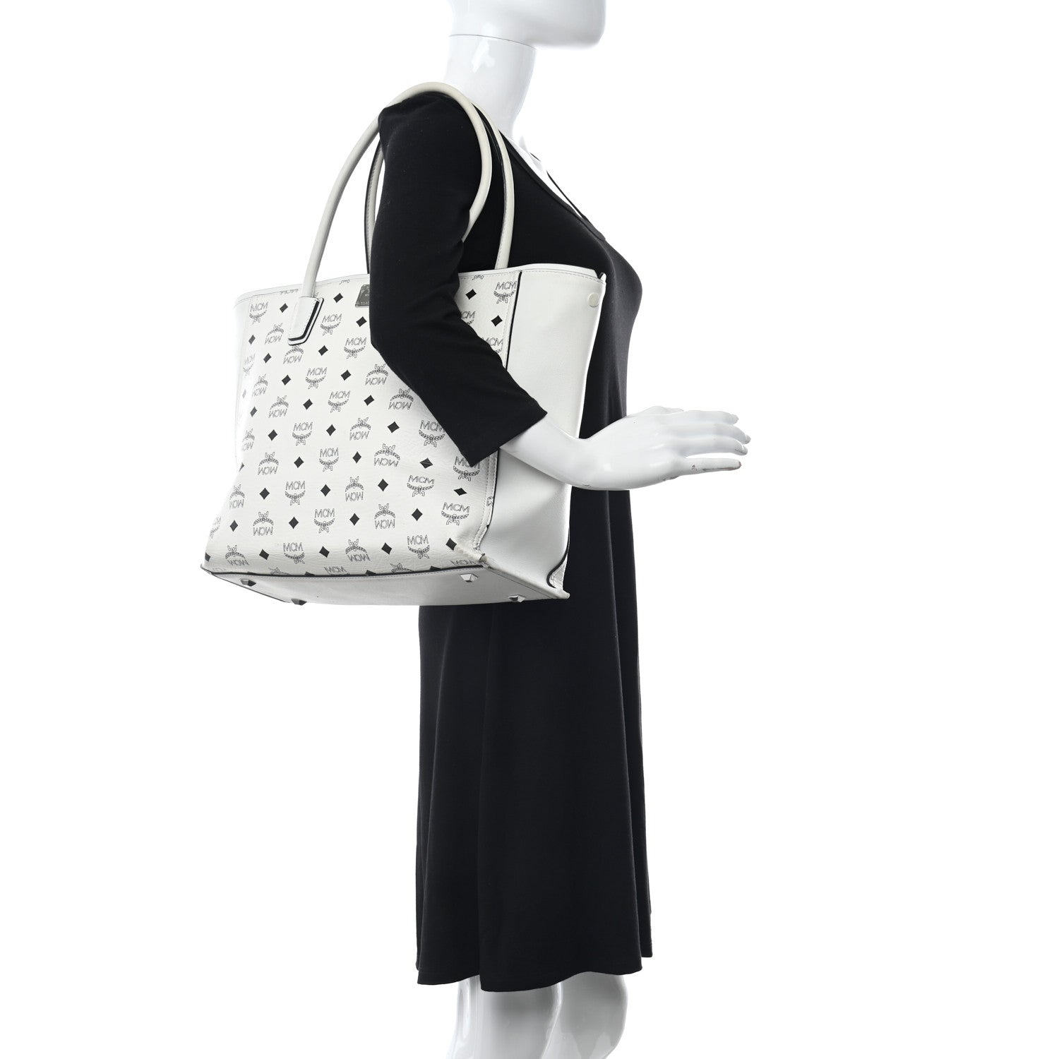 MCM Visetos Shopper Tote White 2 of 11