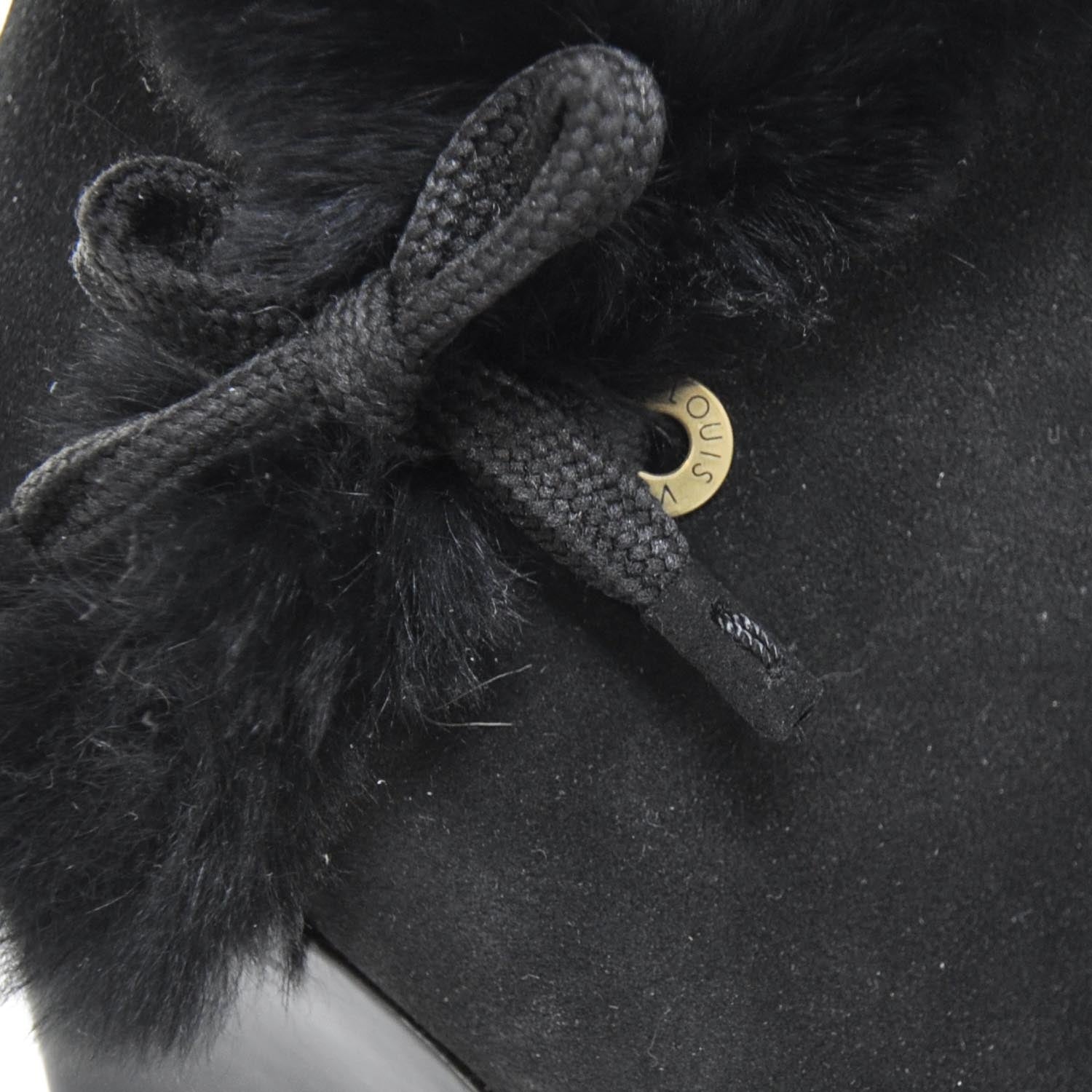 Louis Vuitton Suede Rabbit Fur Glacier Boots 38.5 Black 6 of 9