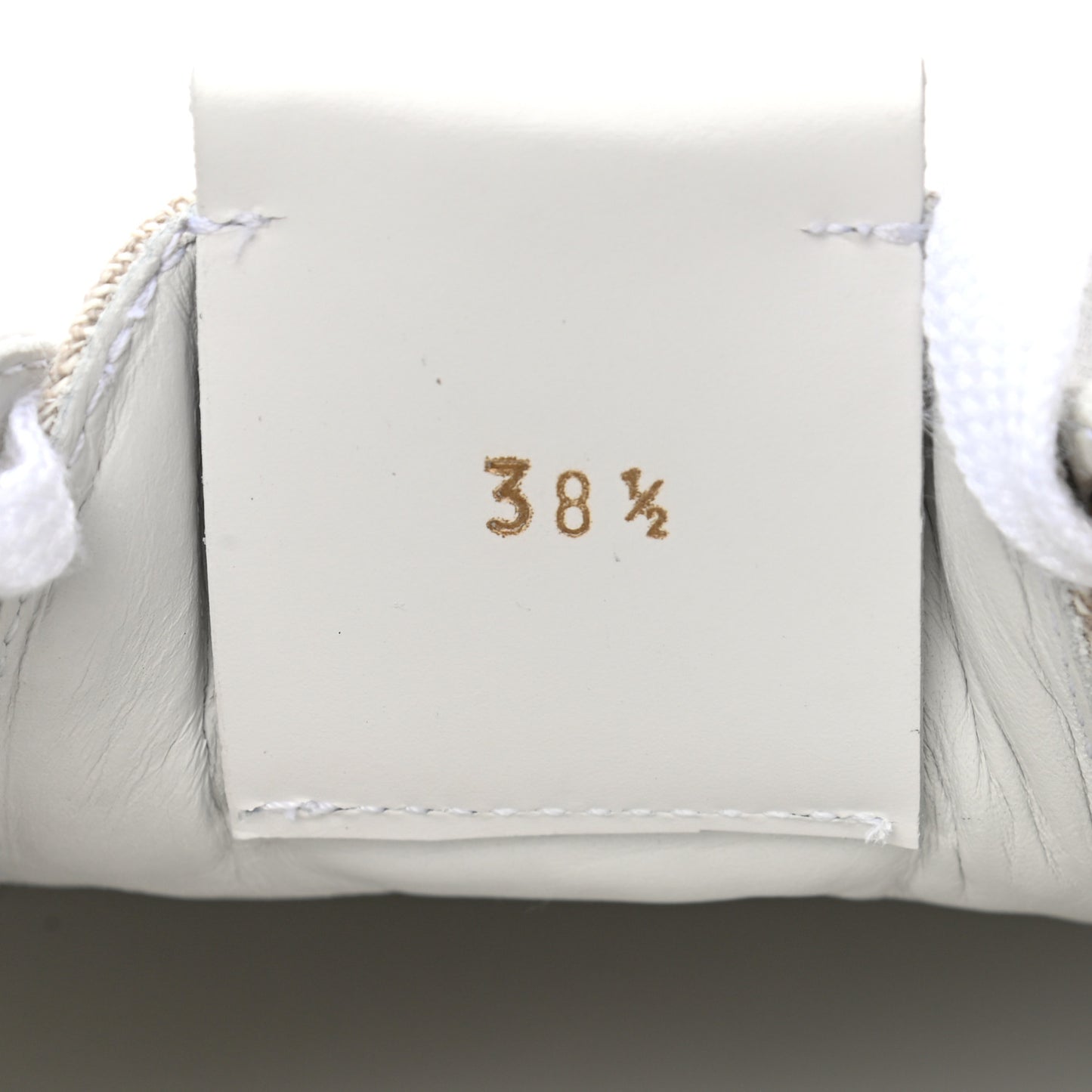 Calfskin Linen VBC Lace Up Sneakers 38.5 White Natural