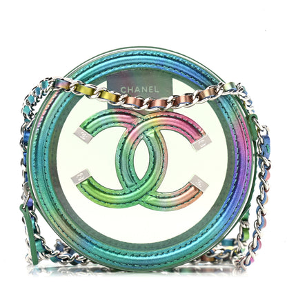 Chanel PVC Calfskin Lambskin Quilted Round Filigree Clutch With Chain Green 1 of 10