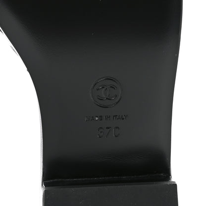 Chanel Lambskin Embroidered CC Mule Sandal 37 Black White 6 of 8