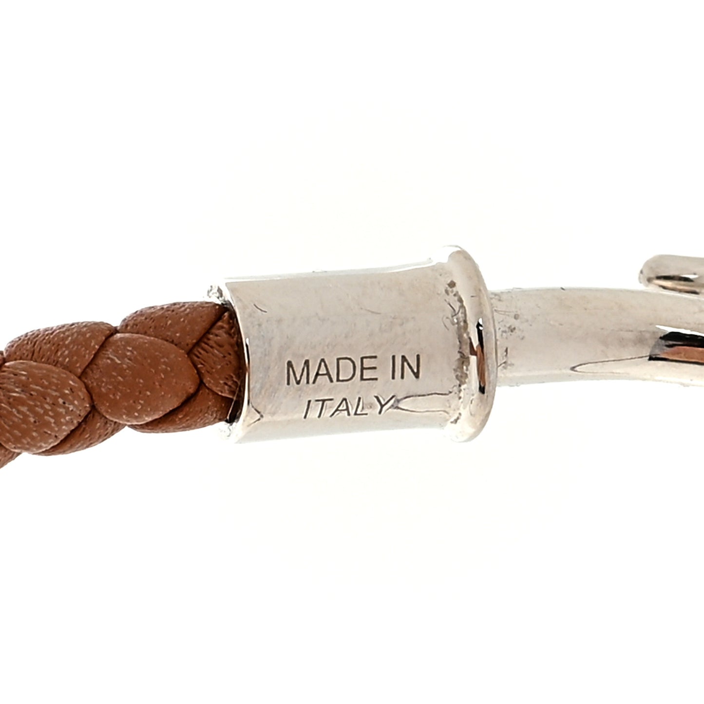 Woven Leather Jumbo Hook Choker Necklace Brown