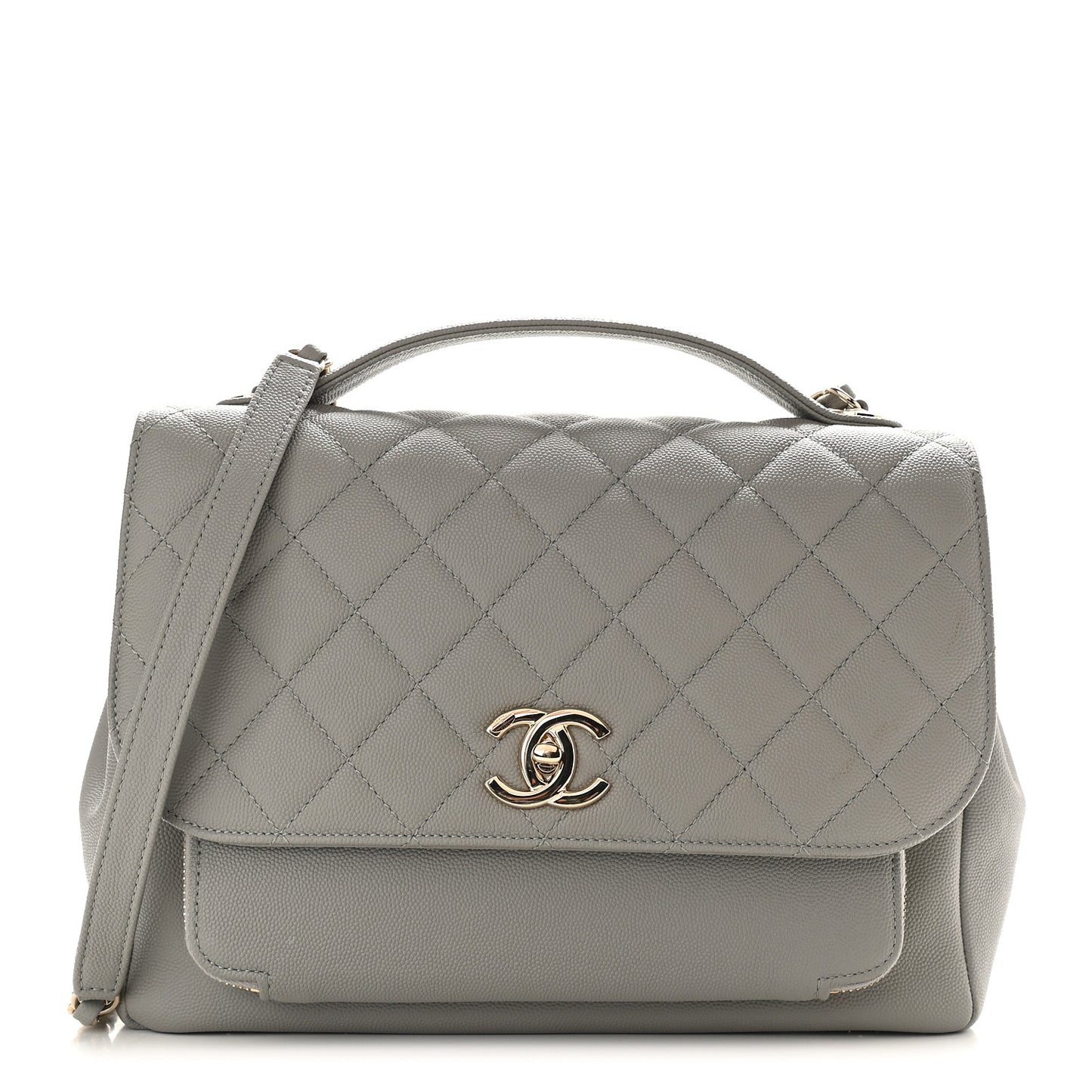 Caviar Quilted Large Business Affinity Flap Grey