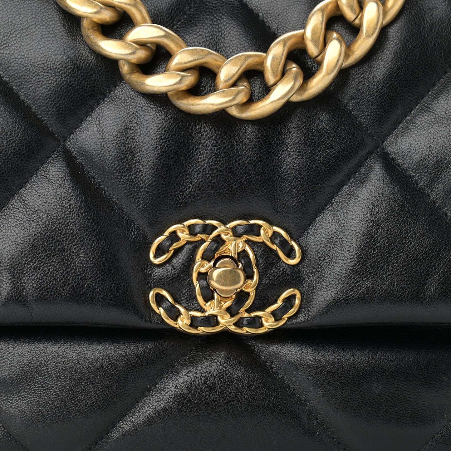 Goatskin Quilted Large Chanel 19 Flap Black