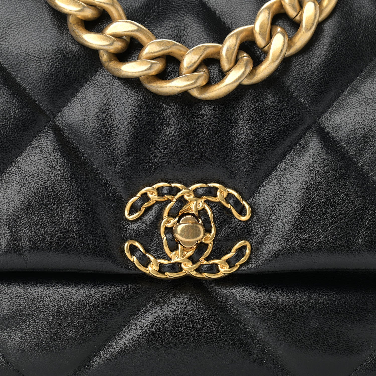 Chanel Goatskin Quilted Large Chanel 19 Flap Black 9 of 14