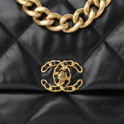 Chanel Goatskin Quilted Large Chanel 19 Flap Black 9 of 14