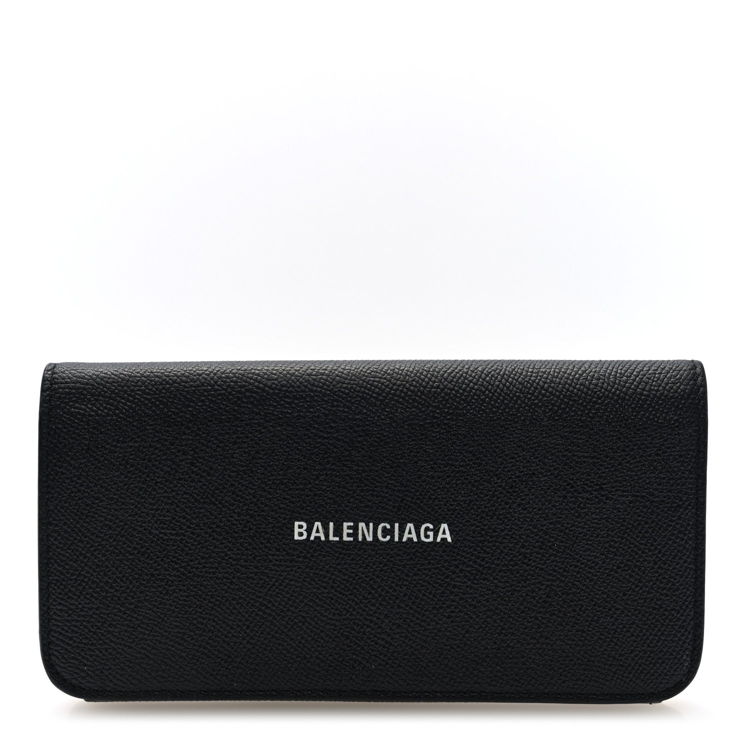 Balenciaga Grained Calfskin Logo Cash Thin Money Wallet Black White 1 of 6