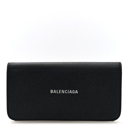 Balenciaga Grained Calfskin Logo Cash Thin Money Wallet Black White 1 of 6