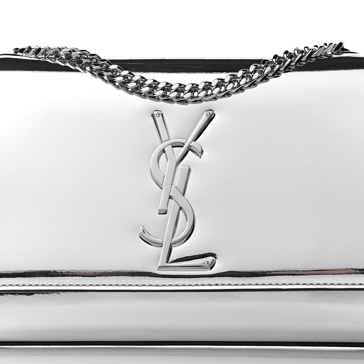 Patent Small Monogram Kate Satchel Silver
