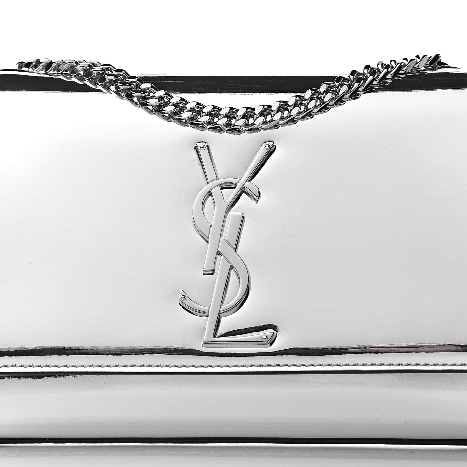 Saint Laurent Patent Small Monogram Kate Satchel Silver 9 of 9