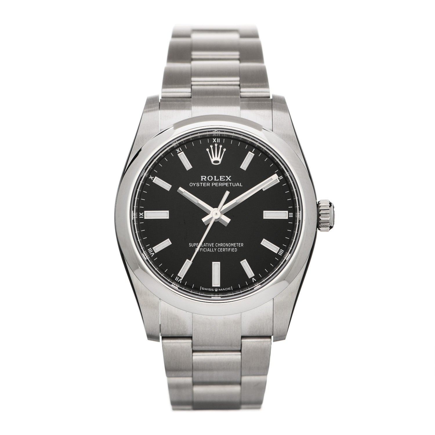 Rolex Stainless Steel 34mm Oyster Perpetual Watch Bright Black 124200 1 of 5