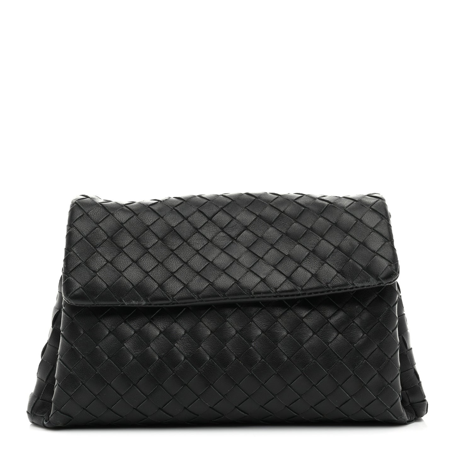 Nappa Intrecciato Flap Clutch Black