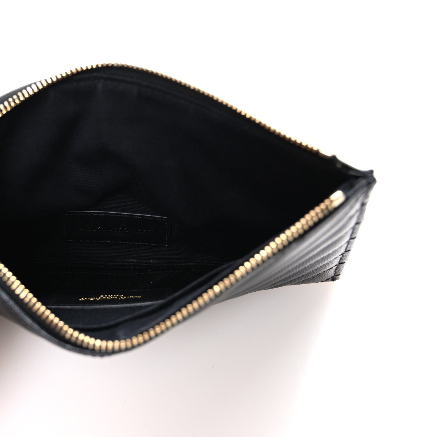 Saint Laurent Grain De Poudre Chevron Monogram Bill Pouch Black 5 of 7