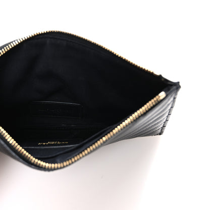Saint Laurent Grain De Poudre Chevron Monogram Bill Pouch Black 5 of 7