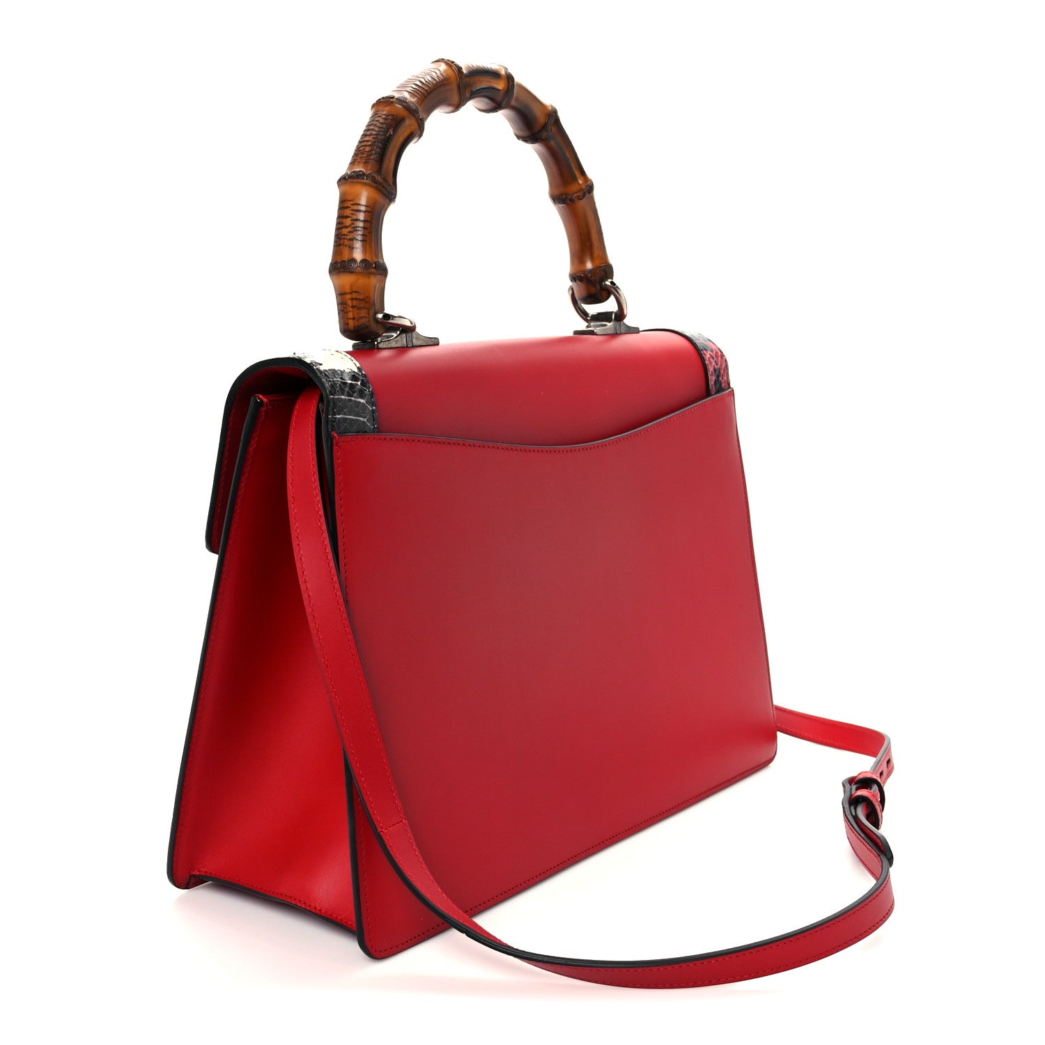 Gucci Calfskin Snakeskin Medium Lilith Top Handle Bag Red 3 of 11