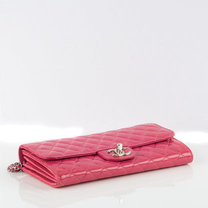 Chanel Patent Calfskin Quilted Flap Clutch With Chain Fuchsia 4 of 8