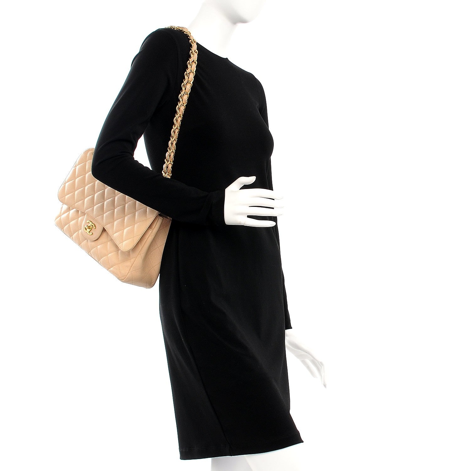 Chanel Caviar Quilted Jumbo Double Flap Beige Clair 2 of 8