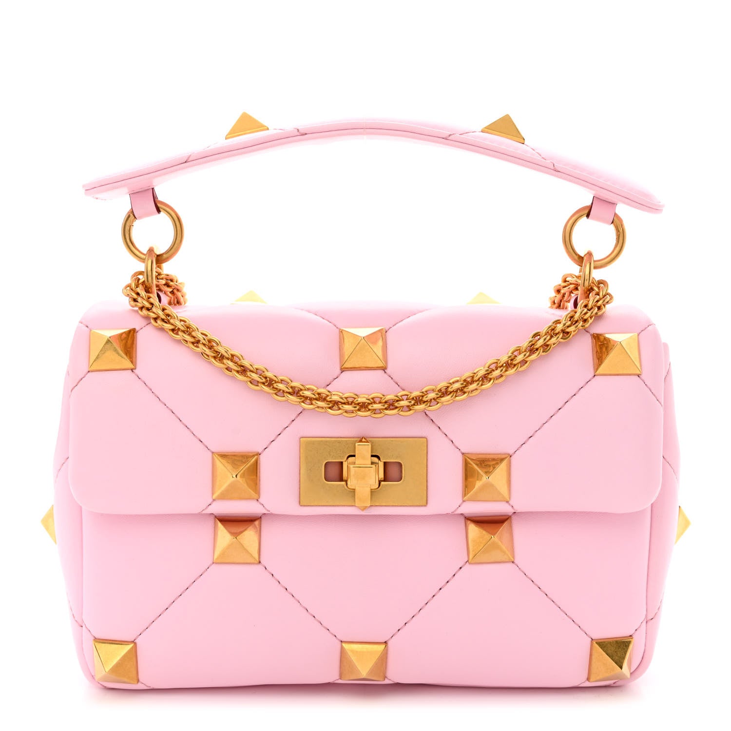 Valentino Garavani Nappa Medium Roman Stud Shoulder Bag Pink Borealis 1 of 13
