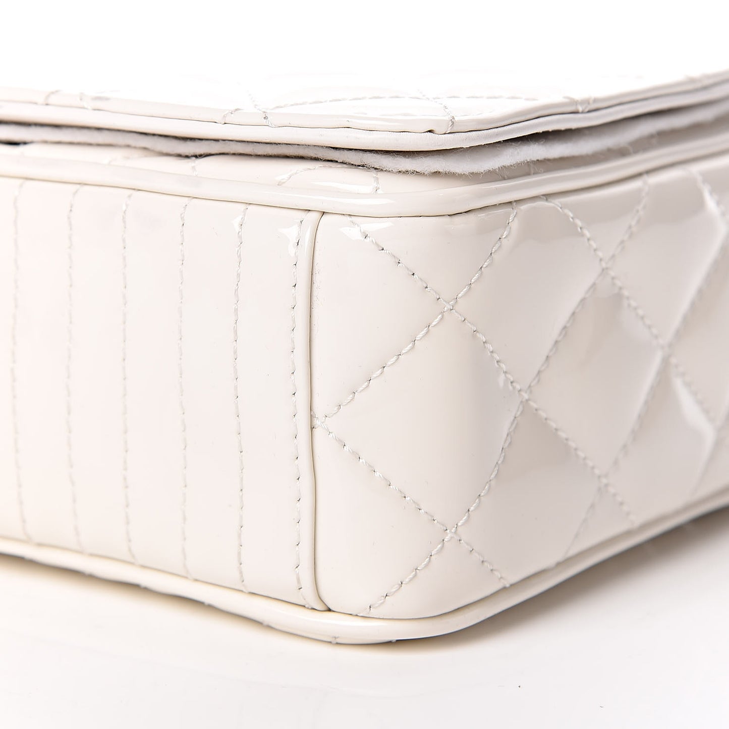 Glazed Calfskin Quilted Medium Coco Boy Flap White